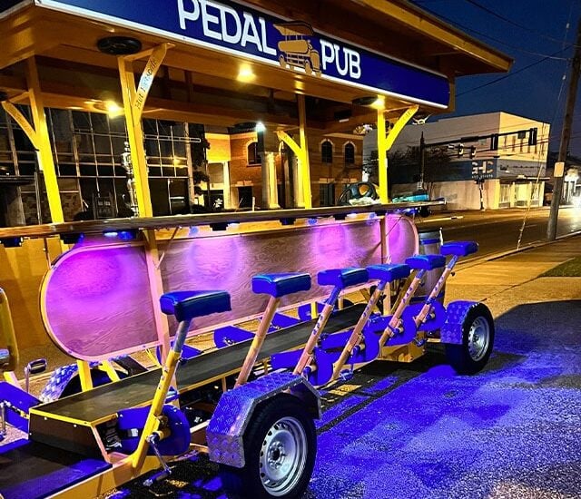 front of pedal pub baton rouge party bike