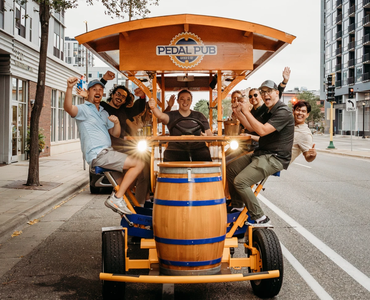company outing on a Pedal Pub party bike