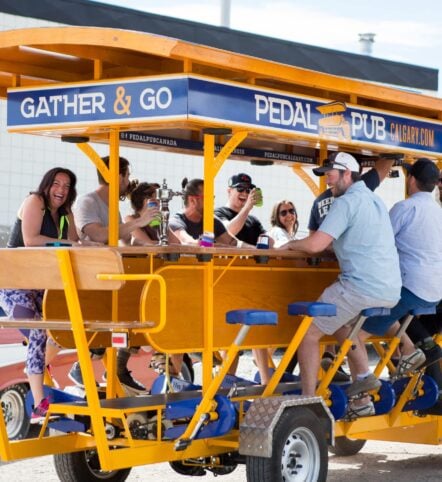 group of friends on bike
