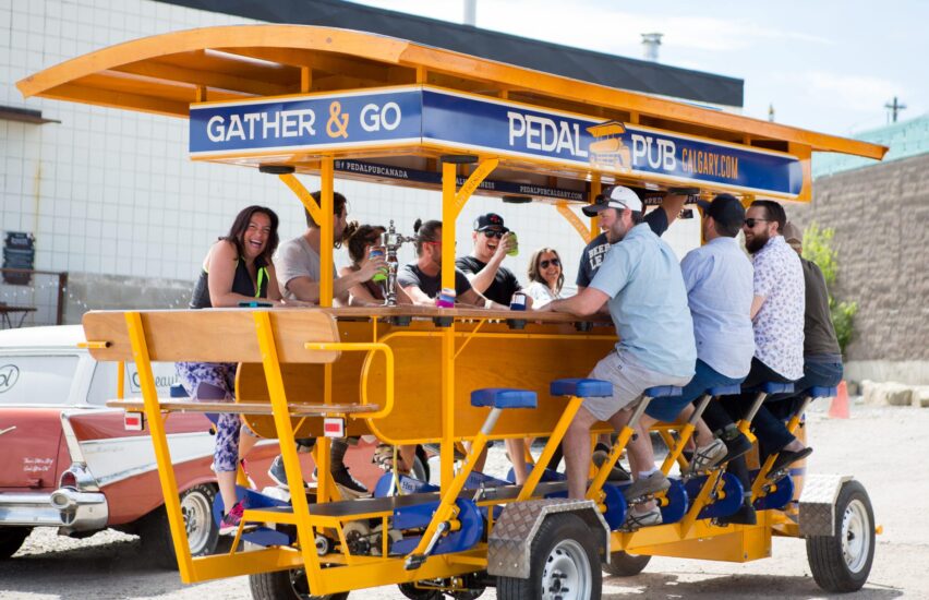 group of friends on bike