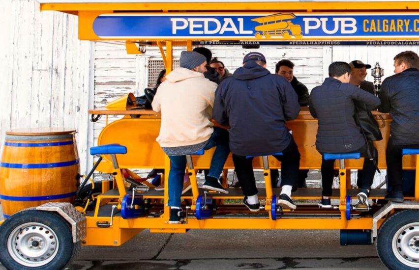 Pedal Pub riders on bike
