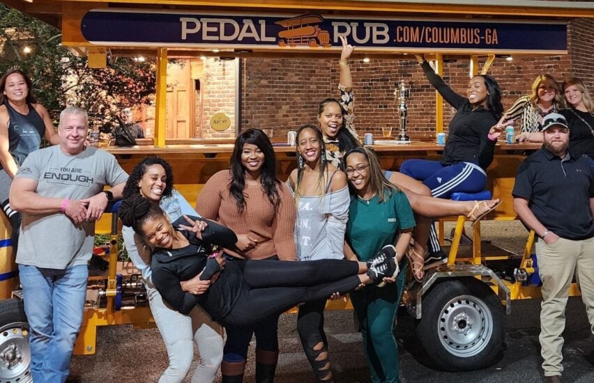 friends having fun on pedal pub columbus