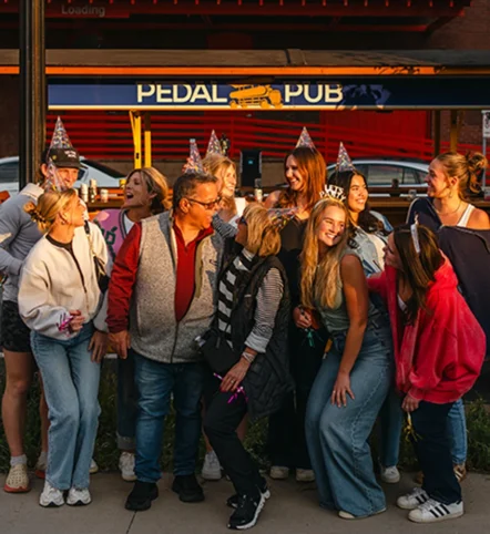 friends having birthday party with with Pedal Pub