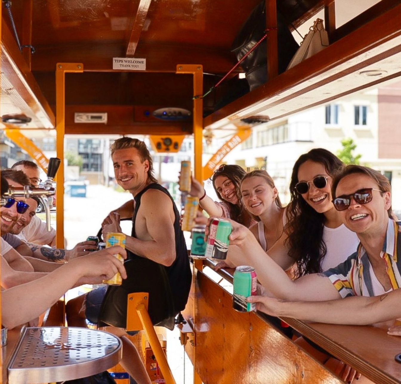 party bike group and pilot