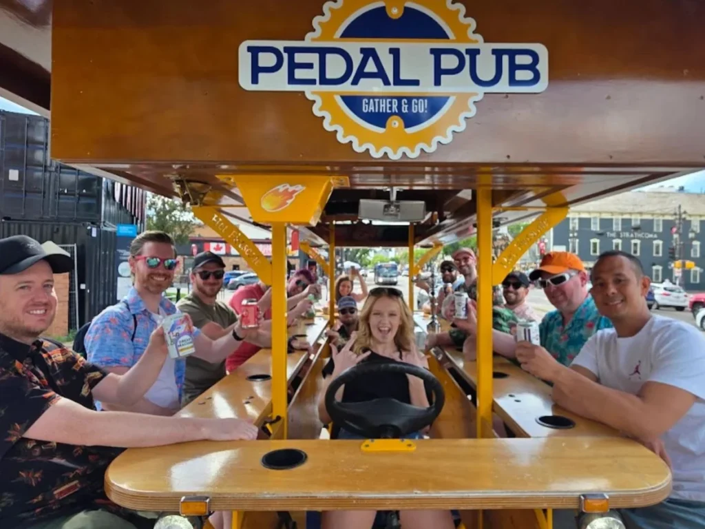 friends on Pedal Pub bike