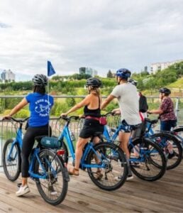 Group of friends on bikes