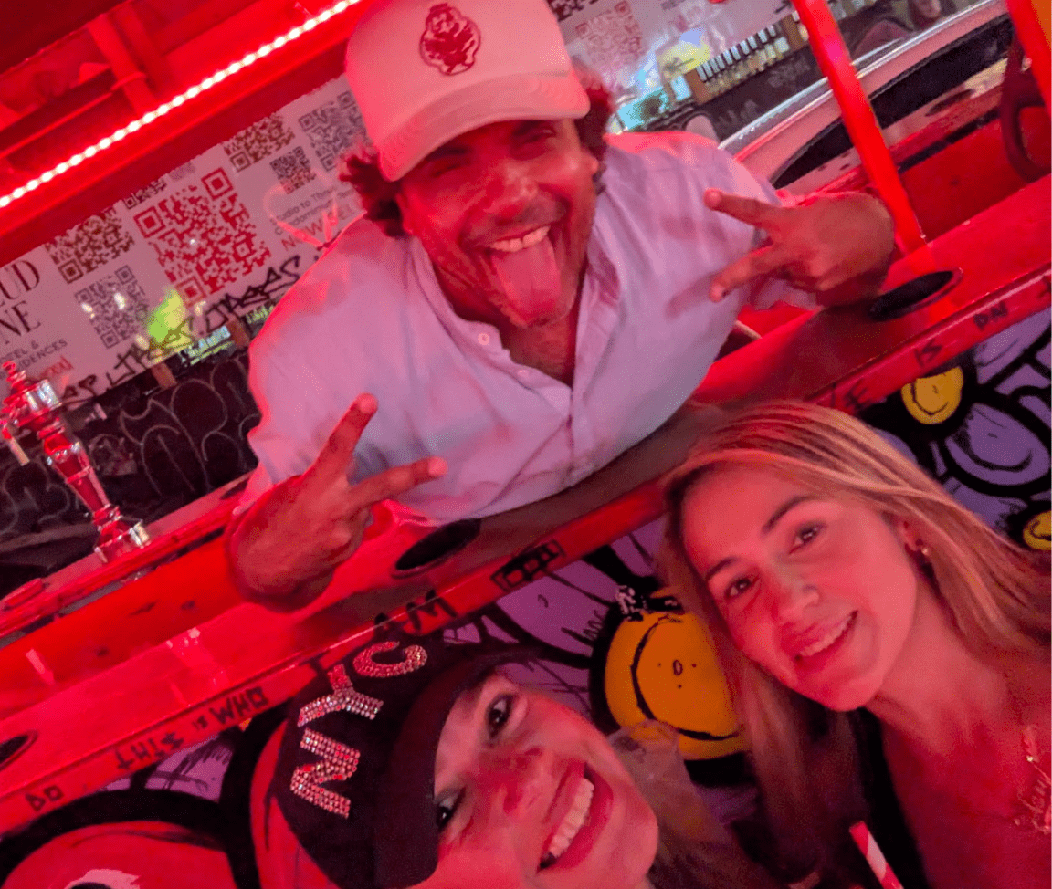 three guests in party bike