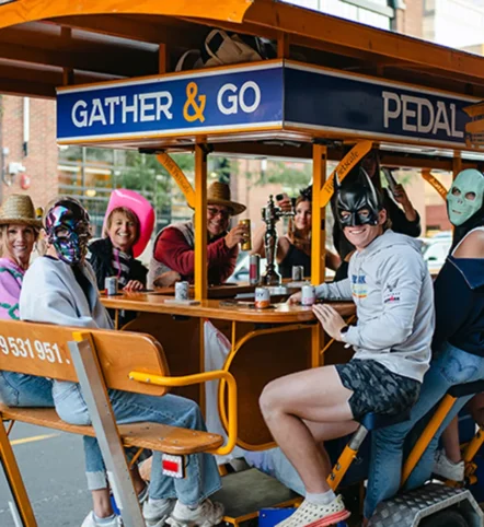 friends on Pedal Pub ride