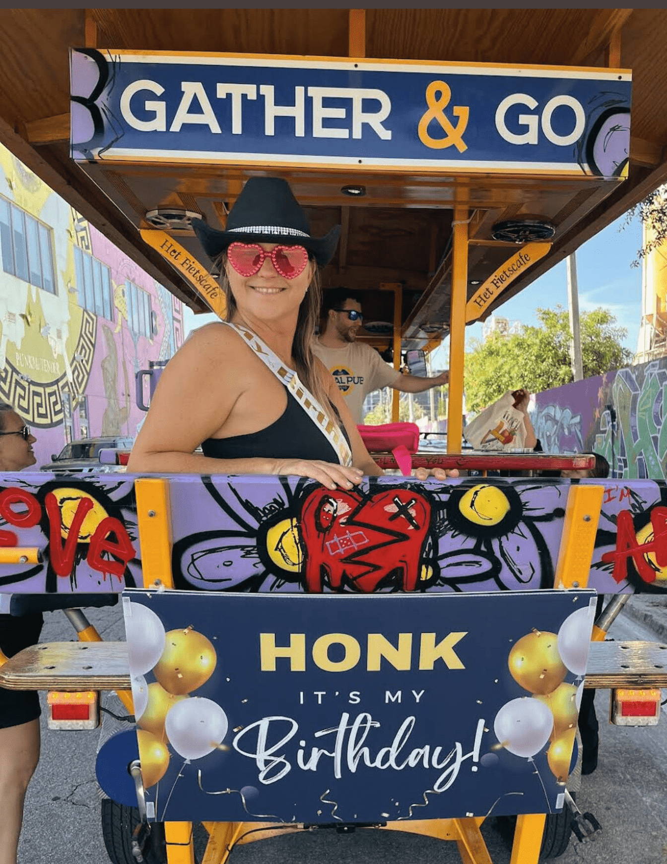 girl sitting in party bike