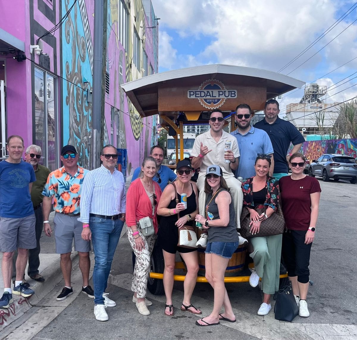 guests around Pedal Pub Miami party bike