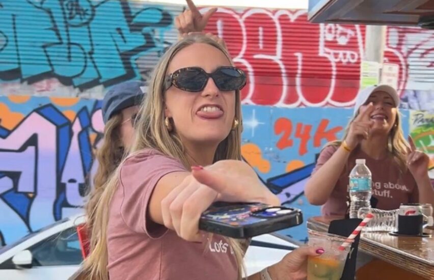 girls dancing on party bike