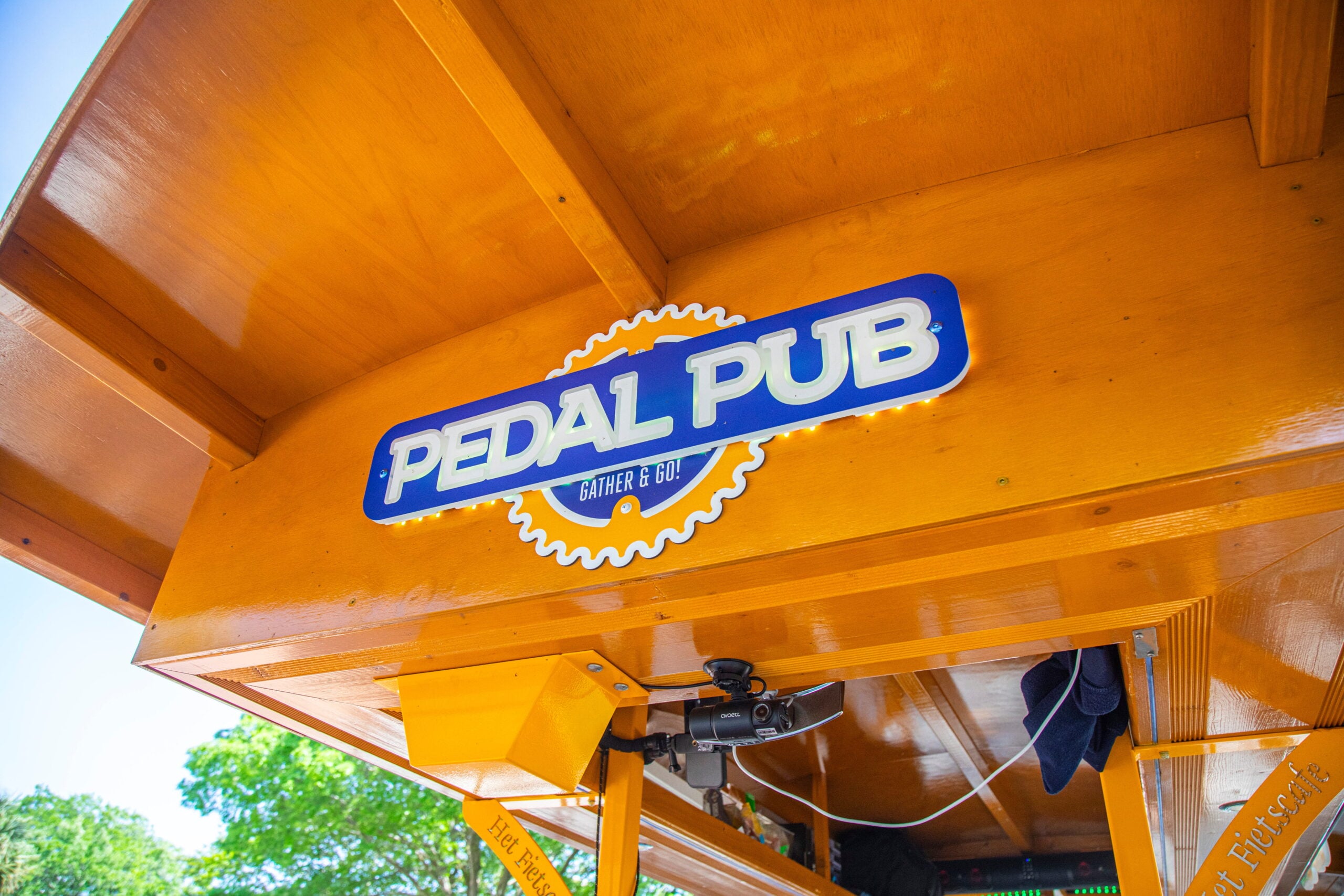 closeup of pedal Pub Myrtle Beach logo