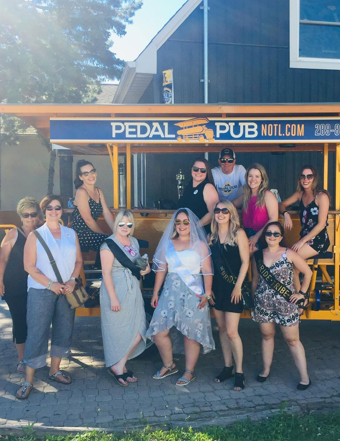 guests in front of party bike