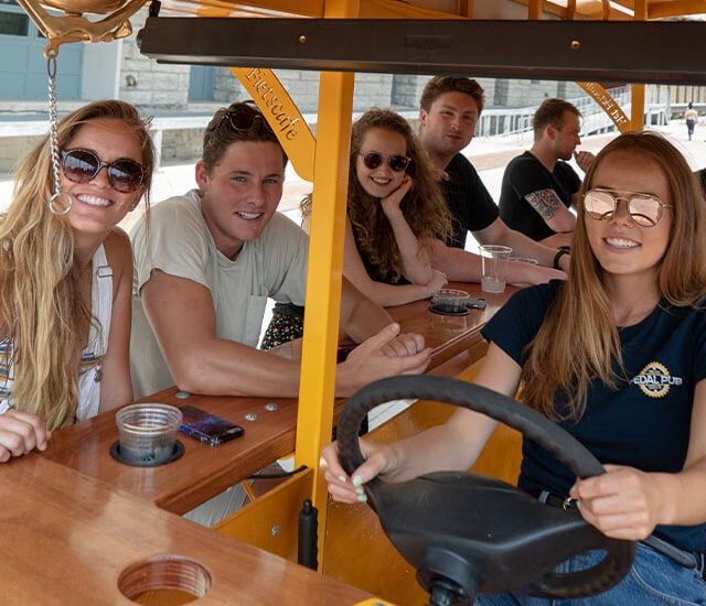 pedal pub rva smiling customers