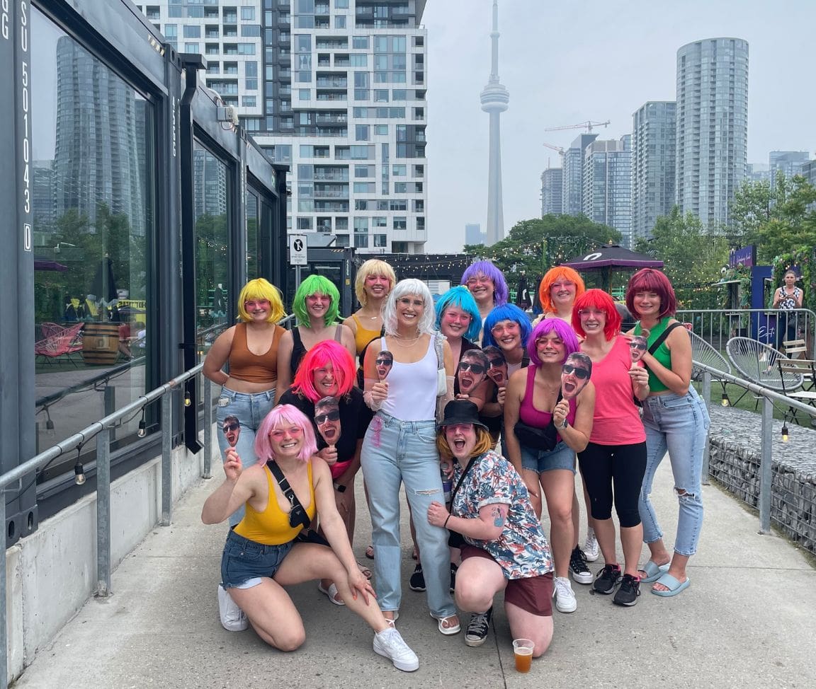 bachelorette party celebrating in Downtown Toronto