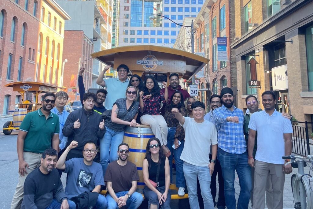 friends having fun with Pedal Pub