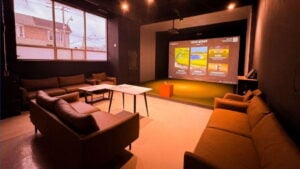 inside of golf simulator room