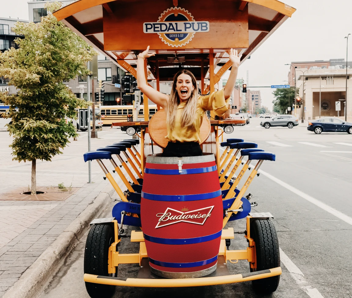 beer brand advertisement on Pedal Pub