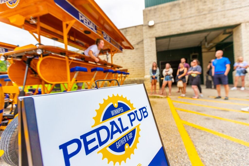 Pedal Pub bike at starting location for team building