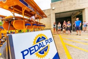 Pedal Pub bike at starting location for team building