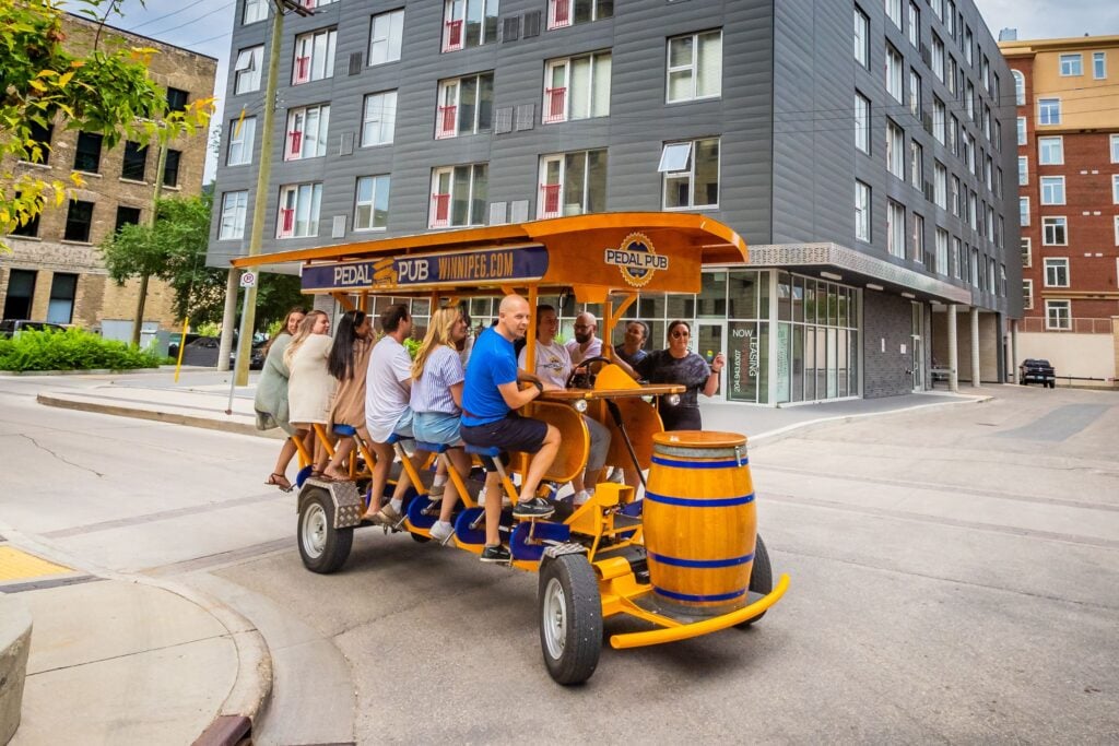 Pedal Pub driving thorugh Winnipeg
