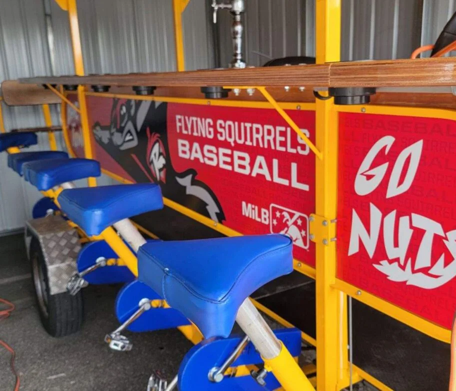 MiLB advertisement on a Pedal Pub
