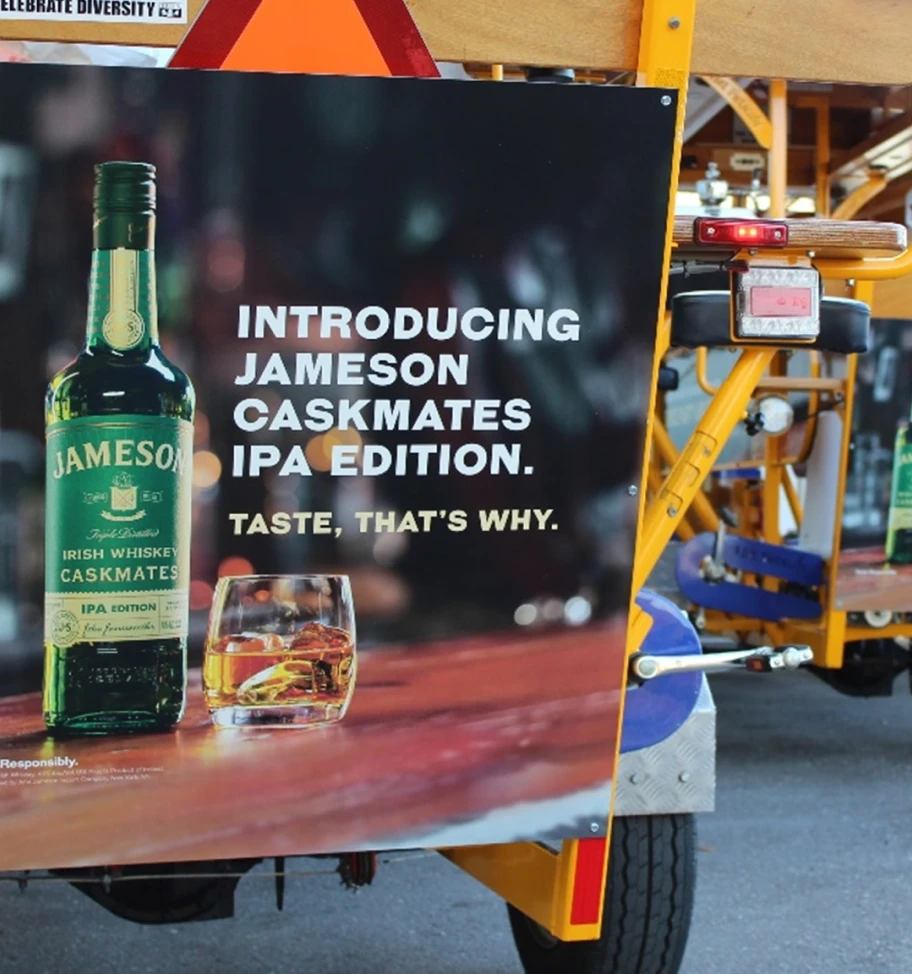 Jameson advertisement on party bike