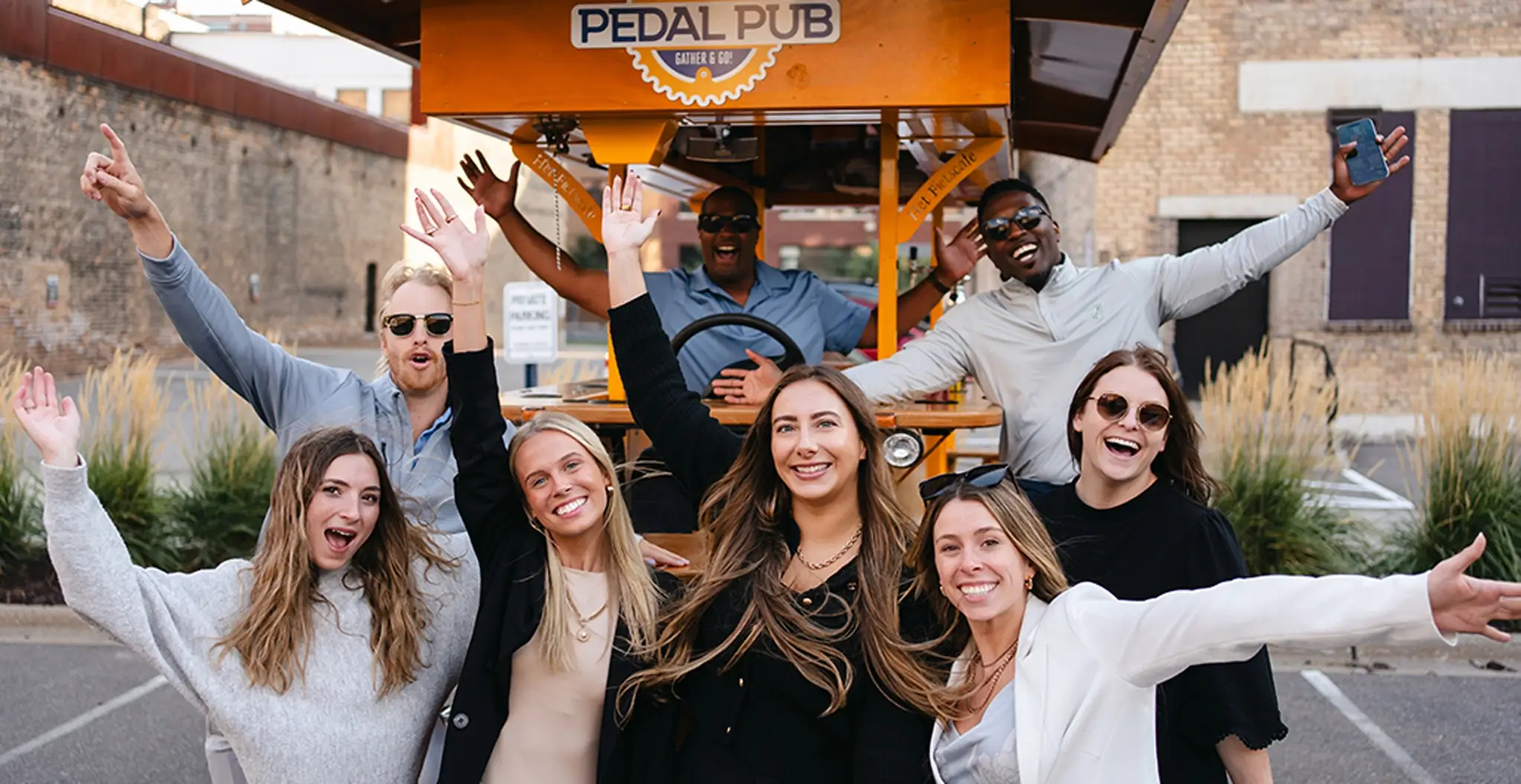 team on a party bike